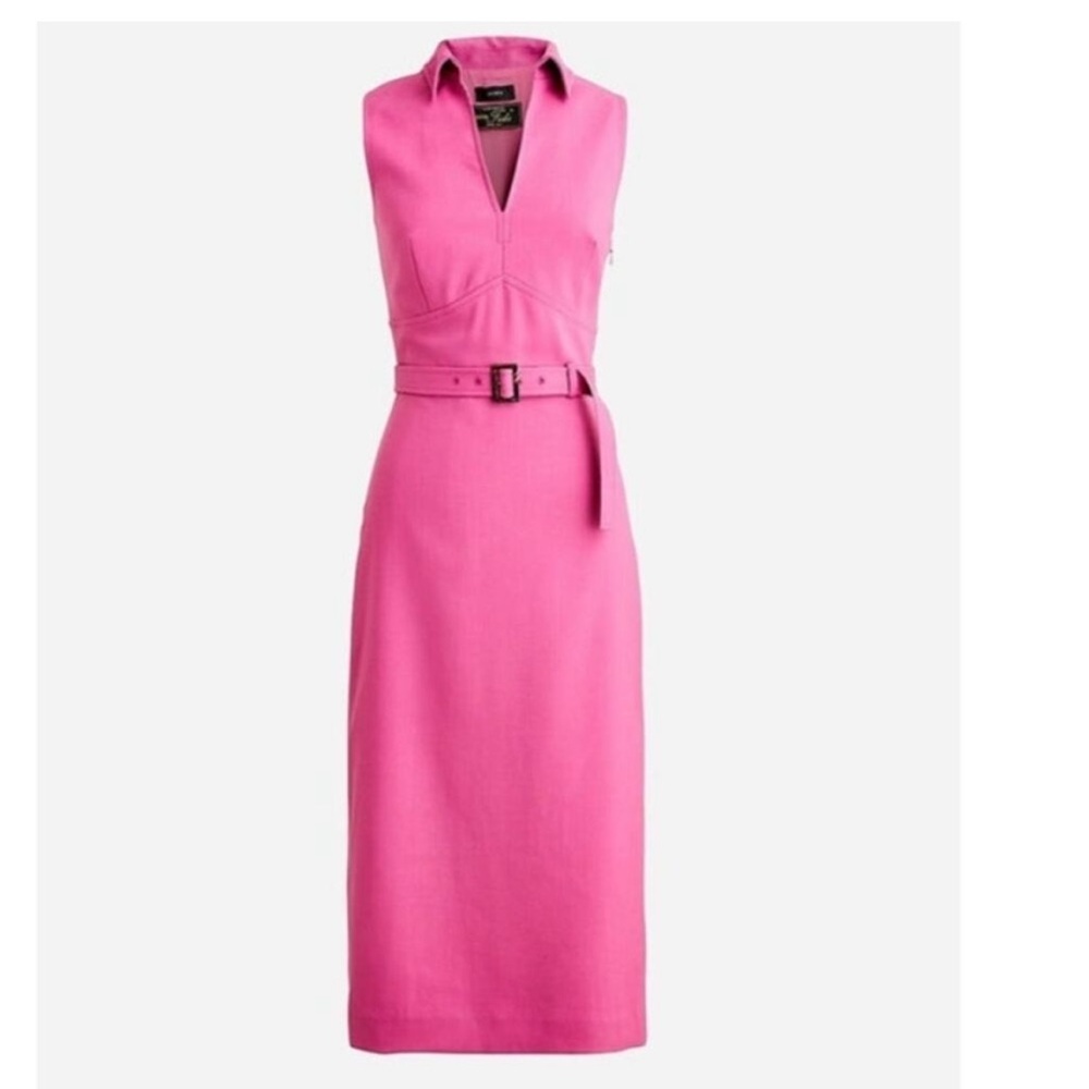 J.Crew collared Belted Italian City Wool Dress 4